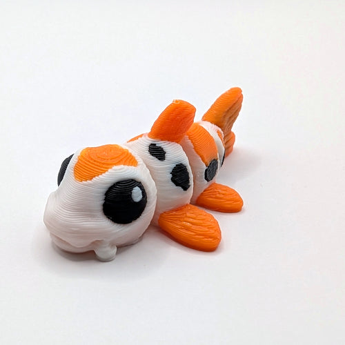 Orange white and black Koi Hatchling articulated 3D-printed fidget companion