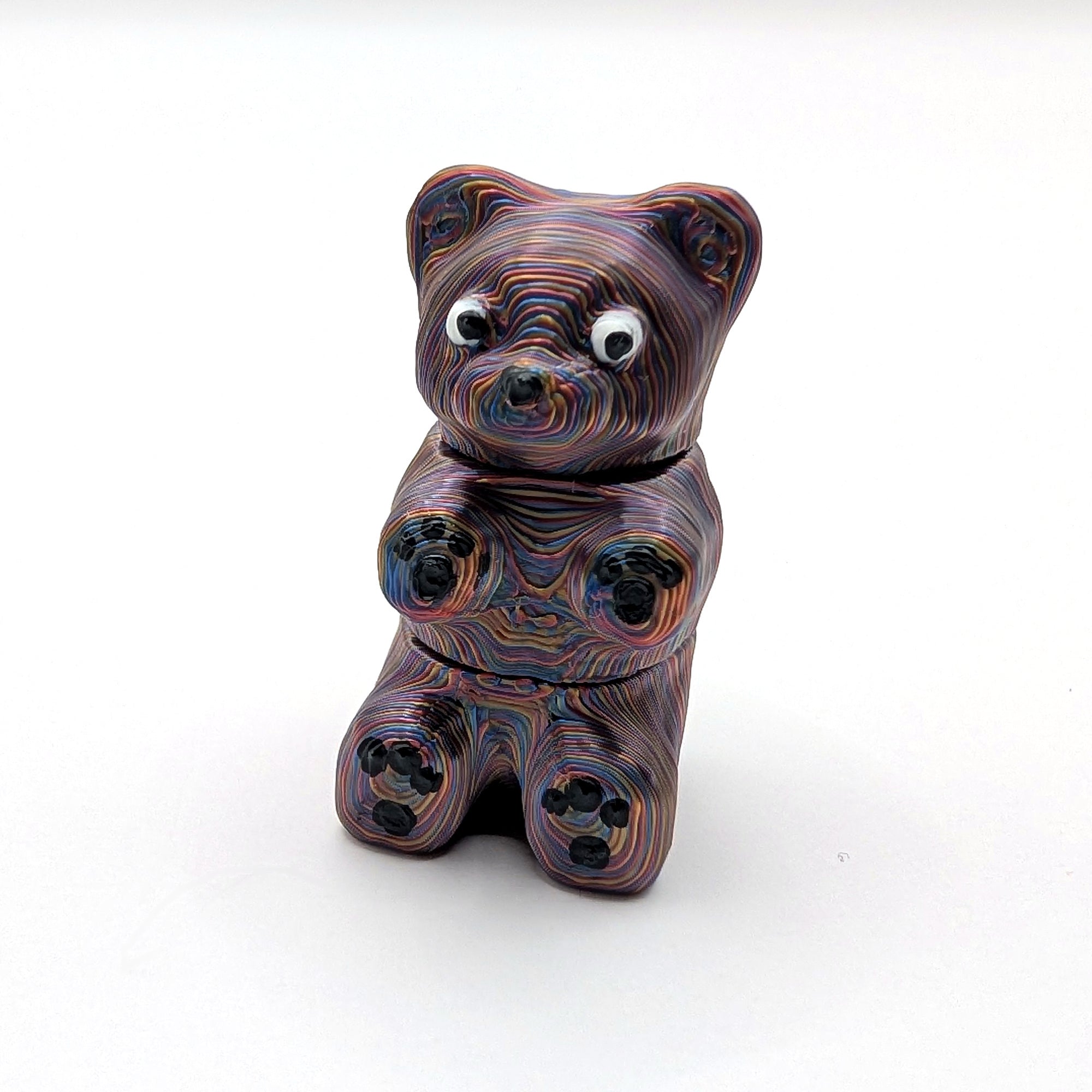 Brown bear Hatchling articulated 3D-printed fidget companion, three-quarter view